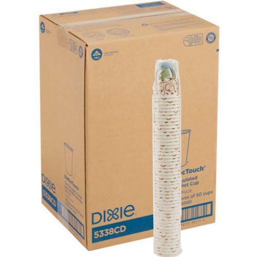 Picture of Dixie PerfecTouch Paper Hot Cups, 8 oz, Coffee Haze Design, 50/Sleeve, 20 Sleeves/Carton