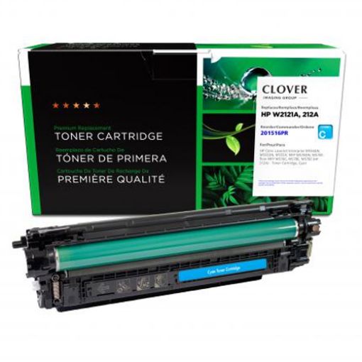 Picture of Clover Remanufactured Cyan Toner Cartridge (Reused OEM Chip) for HP 212A (W2121A)