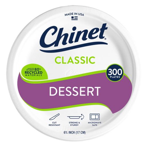 Picture of Chinet Appetizer & Dessert Plates, Classic White, 6.75", 300 Plates per Carton