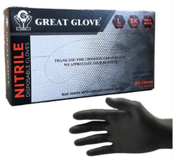 Picture of Disposable Nitrile Foodservice Gloves, Small, Black, 100/box