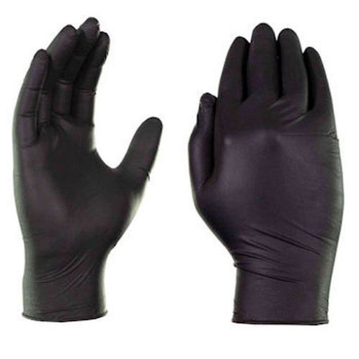 Picture of Disposable Powder Free Gloves, Nitrile, Black, 100 gloves per box, Size Medium